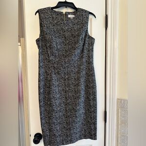 Calvin Klein Textured Black and White Midi Dress